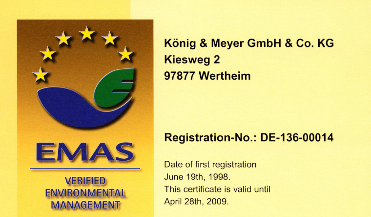EMAS Urkunde, Ausstellung 1998
