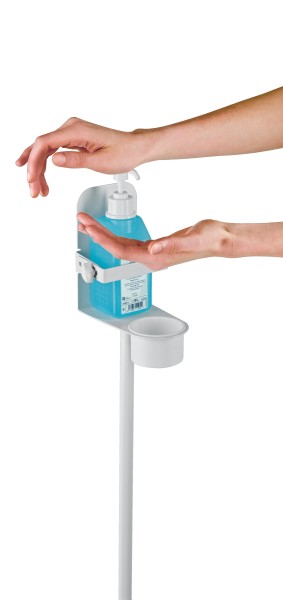 Disinfectant stand with bracket