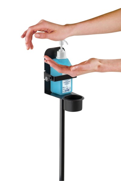 Disinfectant stand with bracket